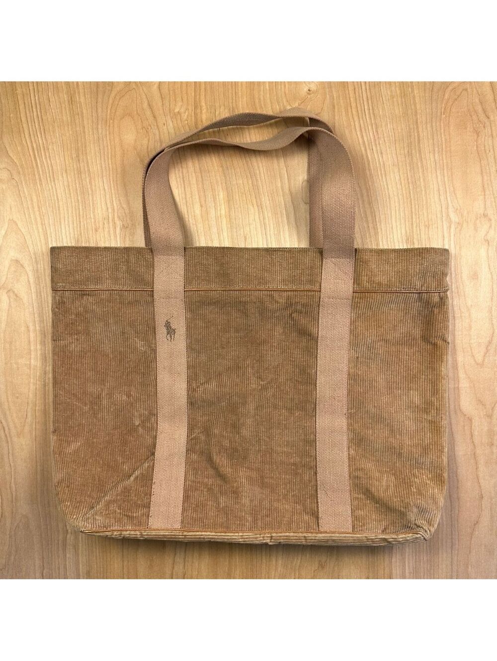 Vintage 90s Polo Ralph Lauren Corduroy tote bag brown zipper lined utility prep